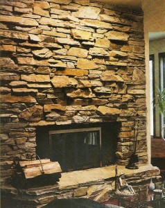Custom stone fireplace and hearth built by Gary Clift of Fire-Safe Chimney Sweeps